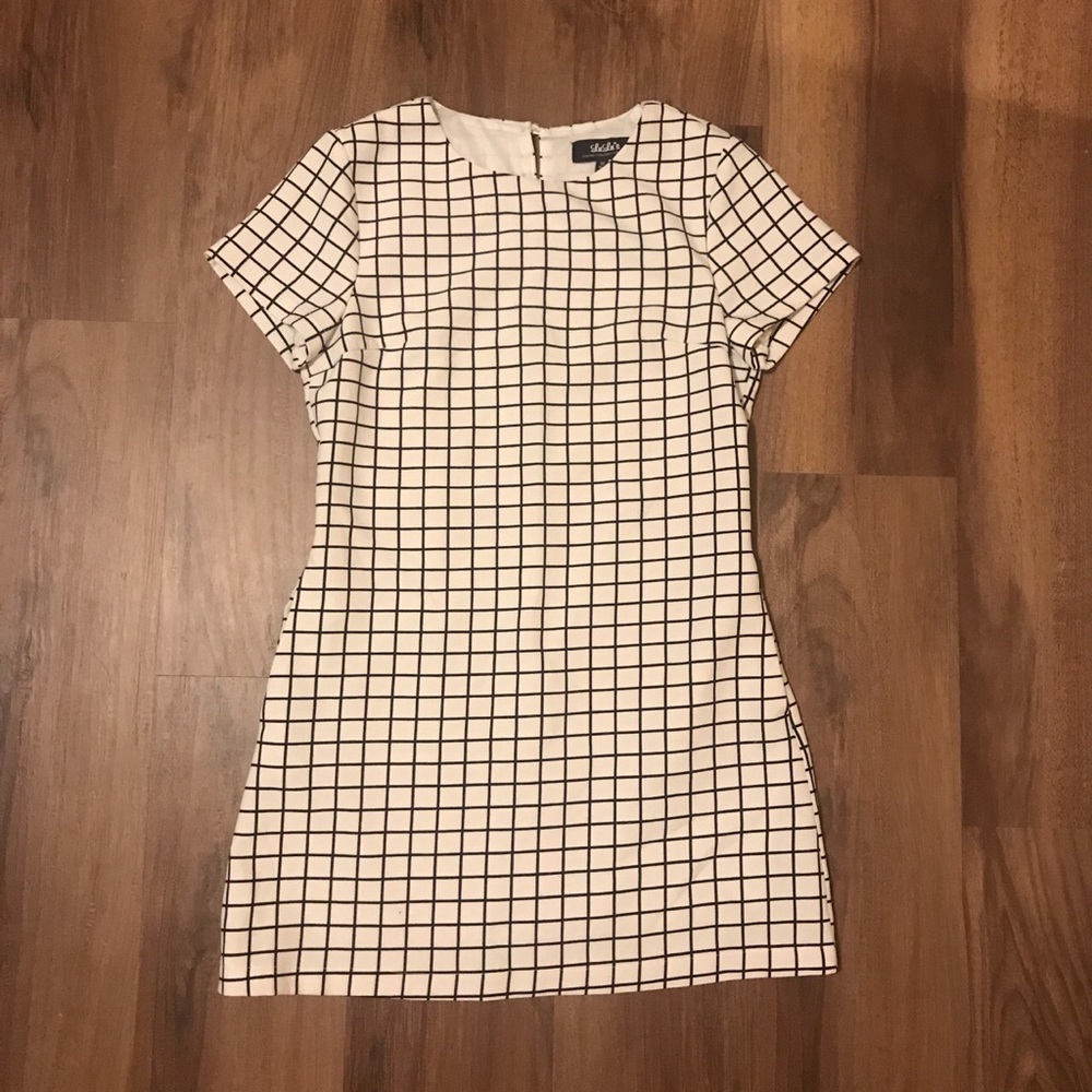 Lulu’s White Windowpane Pattern Dress - image 1